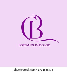 CB-Logo. Letter Design Vektorillustration mit violettem und weißem Hintergrund.
