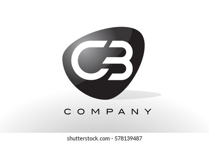 CB Logo. Letter Design Vector with Oval Shape and Black Colors.