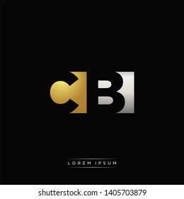 CB Logo Letter with Modern Negative space and Gold combination silver color