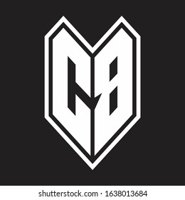 CB Logo monogram with emblem line style isolated on black background