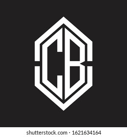 CB Logo monogram with hexagon shape and outline slice style with black and white
