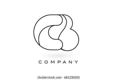 CB Monogram Letter Logo With Thin Black Monogram Outline Contour. Modern Trendy Letter Design Vector Illustration.