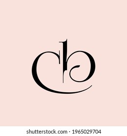 CB monogram logo.Typographic signature icon.Serif letter c and letter b.Lettering sign isolated on light fund.Alphabet initials.Lowercase characters.Beauty, elegant, decorative, luxury style.