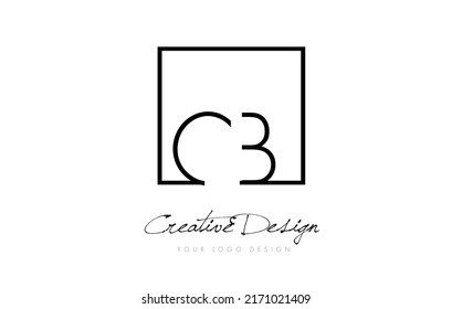 Vector de diseño con logotipo de letras enmarcadas CB Square con colores en blanco y negro.
