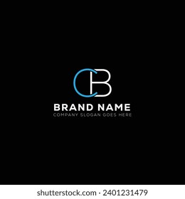 Diseño del logotipo de la letra blanca CB con fondo negro. C B