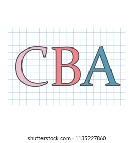 CBA (Cost–benefit Analysis) written on checkered paper sheet- vector illustration