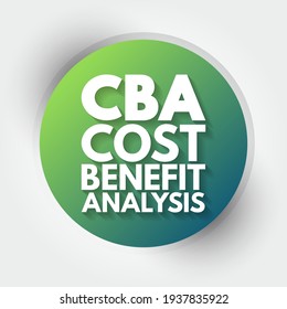 CBA Cost-benefit Analysis - systematic approach to estimating the strengths and weaknesses of alternatives, acronym text concept background