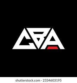 CBA triangle letter logo design with triangle shape. CBA triangle logo design monogram. CBA triangle vector logo template with red color. CBA triangular logo Simple, Elegant, and Luxurious design.