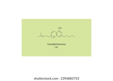 CBC - Estructura esquelética molecular del cannabis. Ilustración vectorial de la estructura química del cannabis sobre fondo verde.