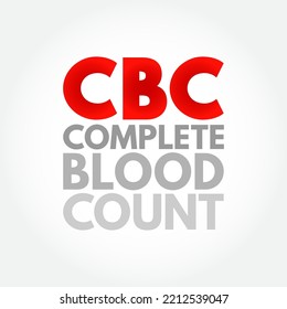 CBC Complete Blood Count - Blood Test Used To Evaluate Your Overall Health And Detect A Wide Range Of Disorders, Acronym Text Concept Background