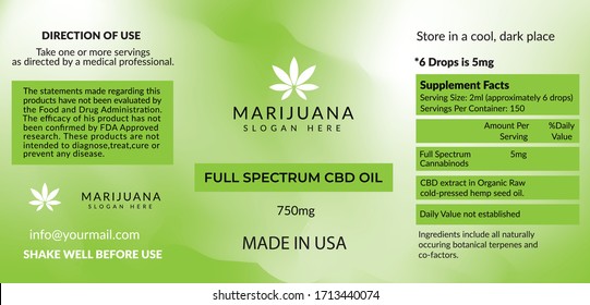 CBD Bottle Label Design With A Beautiful Background. It is easy to customize.