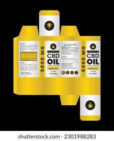 Plantilla de diseño de caja CBD para diseño de etiquetas CBD, diseño de empaquetado de productos, diseño de etiquetas de botellas de papel, plantilla de caja de medicinas y de salud
