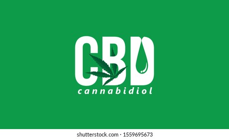 CBD canabidiol text typography in clean modern background illustration
