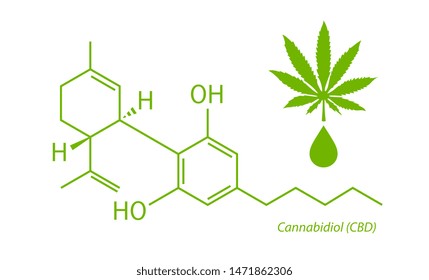 Cbd cannabidiol formula on white background
