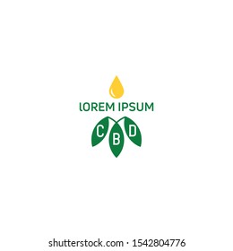 CBD.  Cannabidiol Logo Design.  Marijuana leaf. Medical cannabis. Hemp oil. Cannabis extract. Icon product label and logo graphic template. Isolated vector illustration