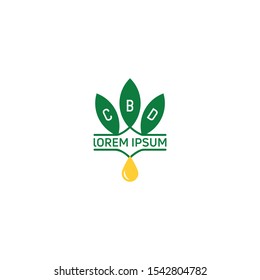 CBD.  Cannabidiol Logo Design.  Marijuana leaf. Medical cannabis. Hemp oil. Cannabis extract. Icon product label and logo graphic template. Isolated vector illustration