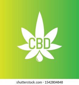 CBD.  Cannabidiol Logo Design.  Marijuana leaf. Medical cannabis. Hemp oil. Cannabis extract. Icon product label and logo graphic template. Isolated vector illustration