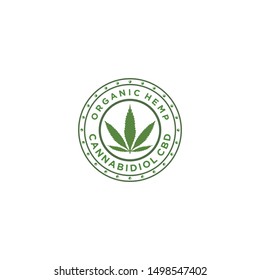 Cbd Cannabidiol logo for legal treatment, active ingredient plant