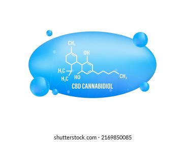Cbd Cannabidiol auf grünem Hintergrund. Vektorhintergrund