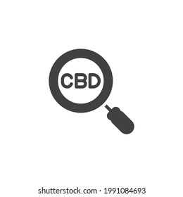 Icono del vector de investigación de cannabidiol CBD. signo plano relleno para concepto móvil y diseño web. Icono de glifo de marihuana médica. Símbolo, ilustración del logotipo. Gráficos vectoriales