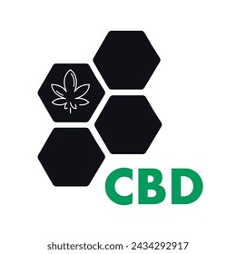 CBD Cannabidiol vector logo design isolated on white. Letters CBD.