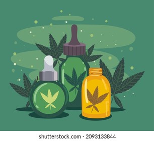 cbd cannabis design with items