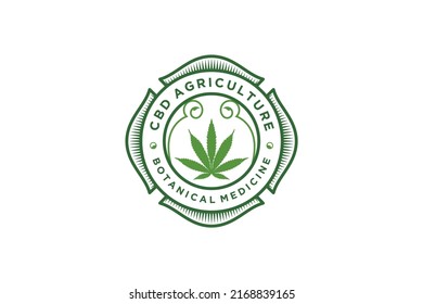 CBD cannabis hemp oil legal logo design emblem style badge symbol natural organic medical