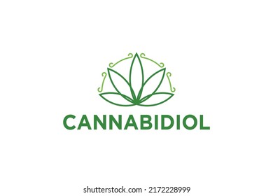 CBD cannabis hemp oil legal logo design emblem style badge symbol natural organic medical