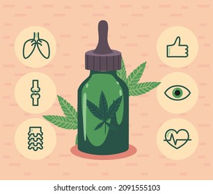 cbd cannabis illustration with items