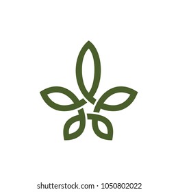 CBD Cannabis Marijuana Hemp Pot leaf with line art knot logo design inspiration	