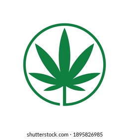 CBD Cannabis Marijuana Hemp Pot Leaf Herb Logo Design Vector