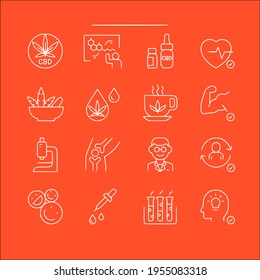 icono de cbd cannabis marihuana conjunto en línea delgada colección vectorial de símbolos de estilo de línea