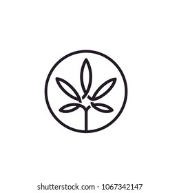 CBD Cannabis Marijuana Pot Hemp Leaf with Line Art style Logo design	