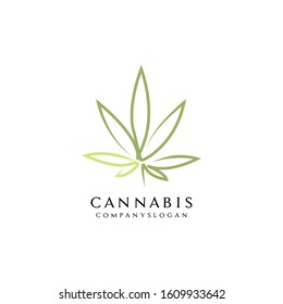 CBD Cannabis Marijuana Pot Hemp Leaf With Line Art Style Logo Design Vector Illustration