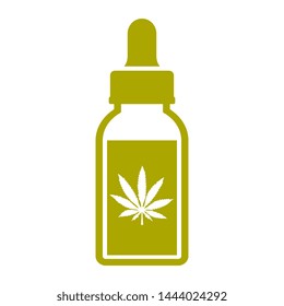 Cbd cannabis oil bottle vector icon isolated on white background