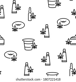 Cbd Cannabis Product Vector Seamless Pattern Thin Line Illustration