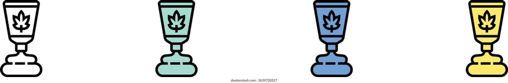 cbd cream icon. Outline, Green, Blue and Yellow Style Design Isolated On White Background