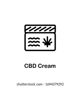 CBD Creme Vektorillustration Symbol. Isolierte Cannabis-Produktsymbol für Icon, Zeichen für Verpackung, Label, Website, mobile App, Logo-UI-Design.