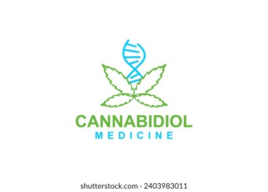 CBD and DNA helix medical treatment logo design, pharmacy icon symbol.