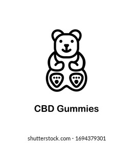 CBD Gummies Vector Line Icon. Isolated Cannabis Product Illustration Symbol Of Icon, Sign For Packaging, Label, Website, Mobile App, Logo UI Design.