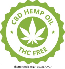 CBD Hamp Oil Label, THC Free Icon, Marijuana Oil Label