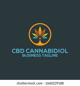  CBD Hemp Oil. Cannabis Illustration Design Icon Product Label And Logo Graphic Template.