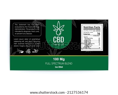 CBD hemp oil label for dropper bottles vector illustration
