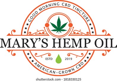 cbd hemp oil logo design.