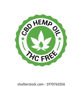 CBD Hemp Oil logo. THC Free medical hemp cannabis oil icon