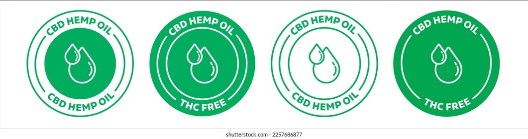 Aceite Hemp CBD, THC Icono de vector redondo libre conjunto en color verde