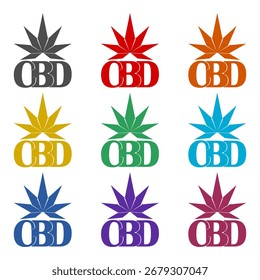 CBD  icon isolated on white background. Set icons colorful