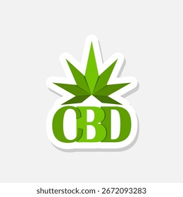 CBD icon sticker isolated on gray background