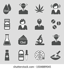Cbd Icons. Sticker Design. Vector Illustration.