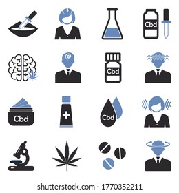 Iconos Cbd. Diseño Plano De Dos Tonos. Ilustración vectorial.